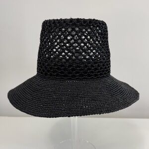 Janessa Leone Felix Black Bucket Straw Hat
